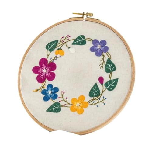 DQZRTUECA Hand Stickerei Kit, Stickerei-Starter-Kit mit Muster gestempelt Kreuzstich Set Blumen Pflanze Multicolor(Hoop Not Included) von DQZRTUECA