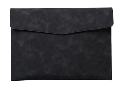 DQZRTUECA PU-Leder-Dokumentenmappe, 33 x 24 cm, mehrfarbig, Druckknopf(Black) von DQZRTUECA