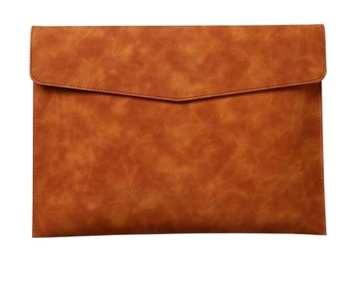 DQZRTUECA PU-Leder-Dokumentenmappe, 33 x 24 cm, mehrfarbig, Druckknopf(Brown) von DQZRTUECA
