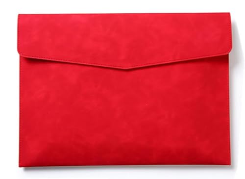 DQZRTUECA PU-Leder-Dokumentenmappe, 33 x 24 cm, mehrfarbig, Druckknopf(Red) von DQZRTUECA