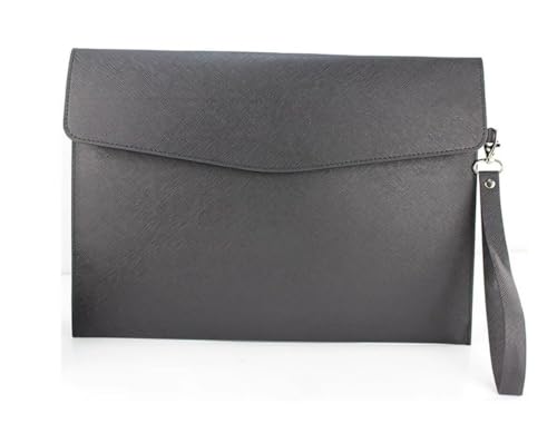 DQZRTUECA PU-Leder-Umschlagetui, Dokumentenhalter, Beutel, mehrfarbig, 235 x 330 mm(Black) von DQZRTUECA