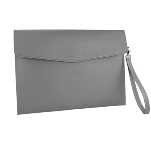 DQZRTUECA PU-Leder-Umschlagetui, Dokumentenhalter, Beutel, mehrfarbig, 235 x 330 mm(Grey) von DQZRTUECA