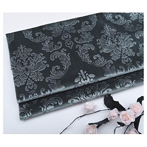 DQZRTUECA Polyester-Samtstoff, 140 cm breit, floral geprägt, Polsterstoff, Heimdekor, mehrfarbig(Grey) von DQZRTUECA