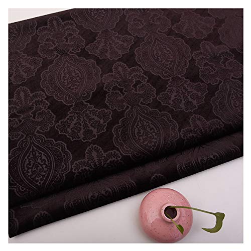 DQZRTUECA Polyester-Samtstoff mit Blumenmuster, 145 cm breit, mehrfarbig, for Polster, DIY, Basteln, Heimdekoration(Dark Coffee) von DQZRTUECA