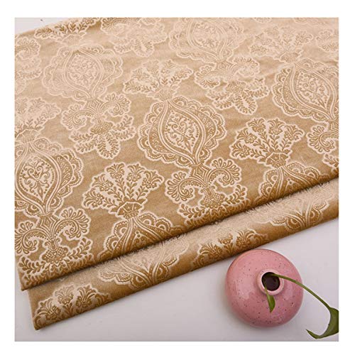 DQZRTUECA Polyester-Samtstoff mit Blumenmuster, 145 cm breit, mehrfarbig, for Polster, DIY, Basteln, Heimdekoration(Light Yellow) von DQZRTUECA