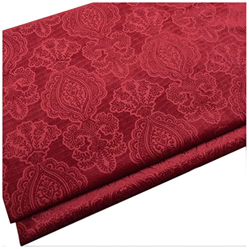 DQZRTUECA Polyester-Samtstoff mit Blumenmuster, 145 cm breit, mehrfarbig, for Polster, DIY, Basteln, Heimdekoration(Red) von DQZRTUECA
