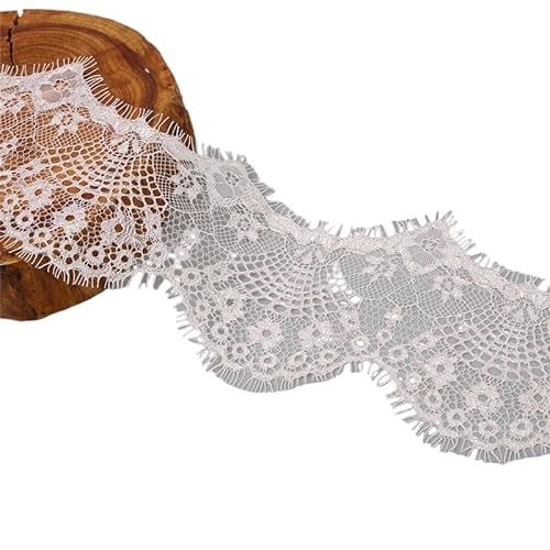 DQZRTUECA Polyester-Spitzenband, 3 Yards, 9,5 cm, Blumenstickerei, mehrfarbig, DIY, Nähen, Basteln, Besatz(Light Pink) von DQZRTUECA