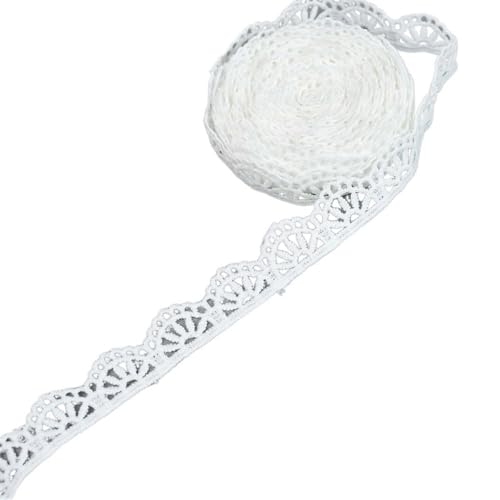 DQZRTUECA Polyester-Spitzenband, 4er-Pack, weiße Blumenborte, 4,5 m, mehrere Breiten(C04-width 1.8cm) von DQZRTUECA