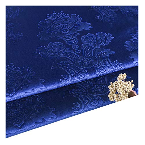 DQZRTUECA Samt-Polsterstoff, 139,7 cm breit, 100 cm lang, 450 g/m, Polyester, geprägt, Vintage, Heimdekoration, Nähen, Basteln, mehrfarbig(Royal Blue) von DQZRTUECA