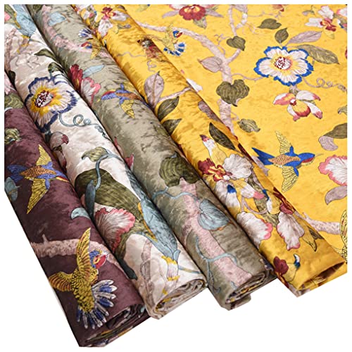 DQZRTUECA Samt Polsterstoff Blumenmuster Multicolor 145x100cm(Black) von DQZRTUECA