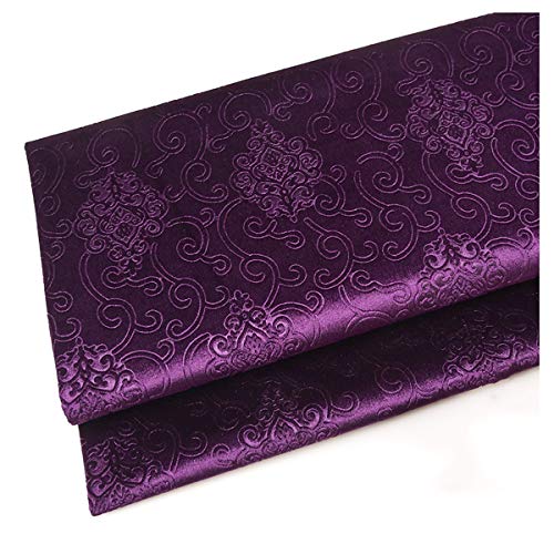 DQZRTUECA Samtstoff, 145 x 100 cm, 400 g/m², geprägtes Blumenmuster, Polsterung, DIY-Bastelarbeiten, Heimdekoration, mehrfarbig, 1 Stück(Purple2) von DQZRTUECA