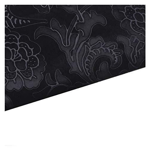 DQZRTUECA Samtstoff, 3D-geprägtes Blumenmuster, 140 x 100 cm, mehrfarbig, 1 Stück(Black28) von DQZRTUECA