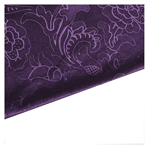 DQZRTUECA Samtstoff, 3D-geprägtes Blumenmuster, 140 x 100 cm, mehrfarbig, 1 Stück(Purple23) von DQZRTUECA