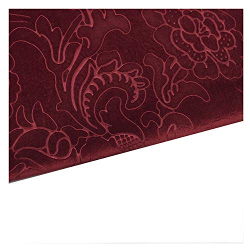 DQZRTUECA Samtstoff, 3D-geprägtes Blumenmuster, 140 x 100 cm, mehrfarbig, 1 Stück(Red24) von DQZRTUECA