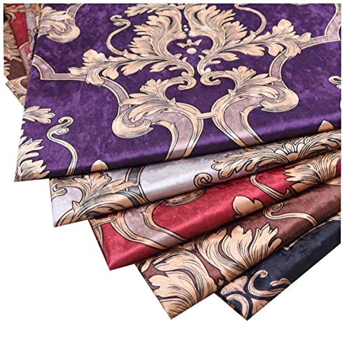 DQZRTUECA Samtstoff Vintage Blumenmuster Mehrfarbig 145x100cm(Red) von DQZRTUECA