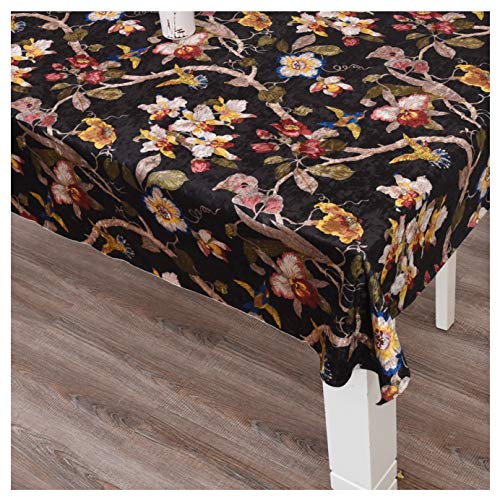 DQZRTUECA Samtstoff mit Blumendruck, Polsterung, Basteln, 140 x 100 cm, mehrfarbig(Black) von DQZRTUECA
