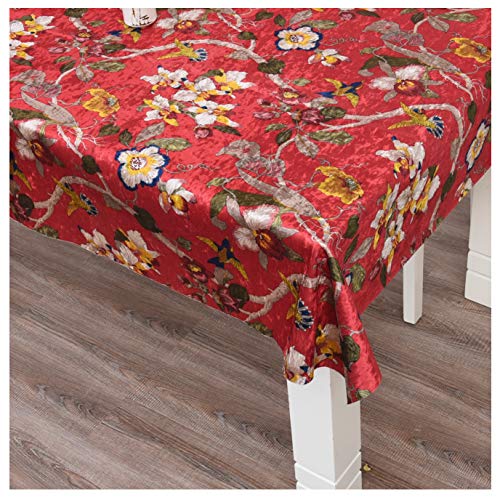 DQZRTUECA Samtstoff mit Blumendruck, Polsterung, Basteln, 140 x 100 cm, mehrfarbig(Red) von DQZRTUECA