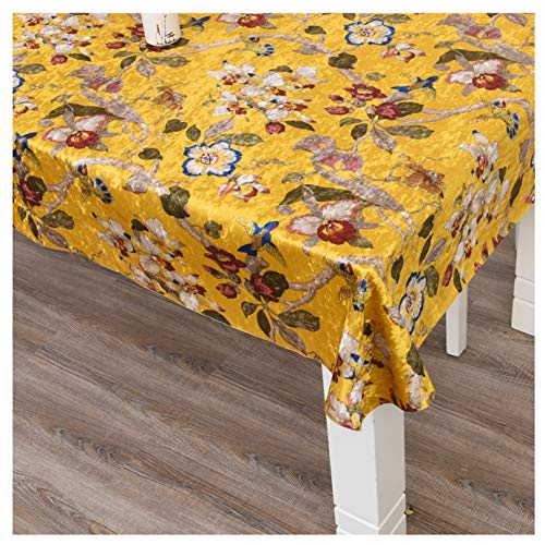 DQZRTUECA Samtstoff mit Blumendruck, Polsterung, Basteln, 140 x 100 cm, mehrfarbig(Yellow) von DQZRTUECA