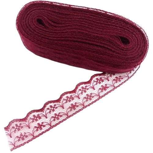 DQZRTUECA Spitzenband, 2,3 cm breit, 9,1 m, mehrfarbig, for Hochzeitskleider, Bastelzubehör, 4 Stück(Wine Red Lace) von DQZRTUECA