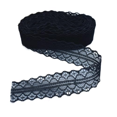 DQZRTUECA Spitzenband, 4 Stück, 28 mm breit, 21 Farben, 5 oder 10 Yards(Black,10 yards) von DQZRTUECA