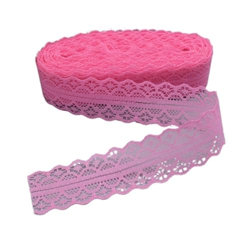 DQZRTUECA Spitzenband, 4 Stück, 28 mm breit, 21 Farben, 5 oder 10 Yards(Rose,10 yards) von DQZRTUECA