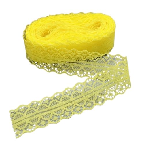 DQZRTUECA Spitzenband, 4 Stück, 28 mm breit, 21 Farben, 5 oder 10 Yards(Yellow,5 yards) von DQZRTUECA