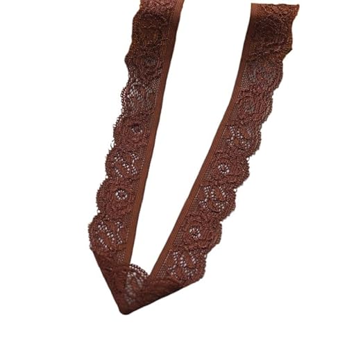 DQZRTUECA Spitzenband aus Polyester mit Blumenmuster, 25 mm breit, mehrfarbig, mehrere Größen, Packung mit 5/10 Yards(Dark Brown,10 Yards) von DQZRTUECA
