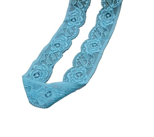 DQZRTUECA Spitzenband aus Polyester mit Blumenmuster, 25 mm breit, mehrfarbig, mehrere Größen, Packung mit 5/10 Yards(Sky Blue,5 Yards) von DQZRTUECA
