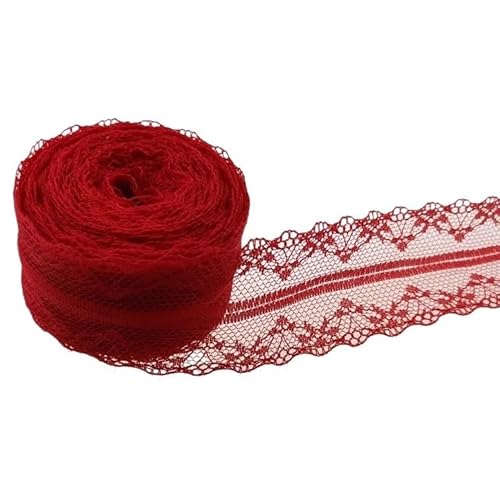 DQZRTUECA Spitzenband aus Polyester mit Blumenmuster, ausgehöhlt, 40 mm breit, 10 Meter, mehrfarbig(Red) von DQZRTUECA