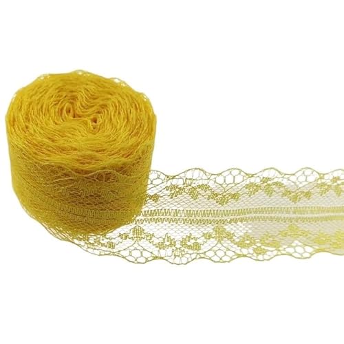 DQZRTUECA Spitzenband aus Polyester mit Blumenmuster, ausgehöhlt, 40 mm breit, 10 Meter, mehrfarbig(Yellow Orange) von DQZRTUECA