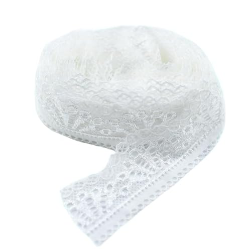 DQZRTUECA Spitzenband for Nähen, elastischer Stretchbesatz, 30 mm Breite, DIY-Stickstoff, mehrfarbig, 5/10 Yards Packung(White,5 yards) von DQZRTUECA