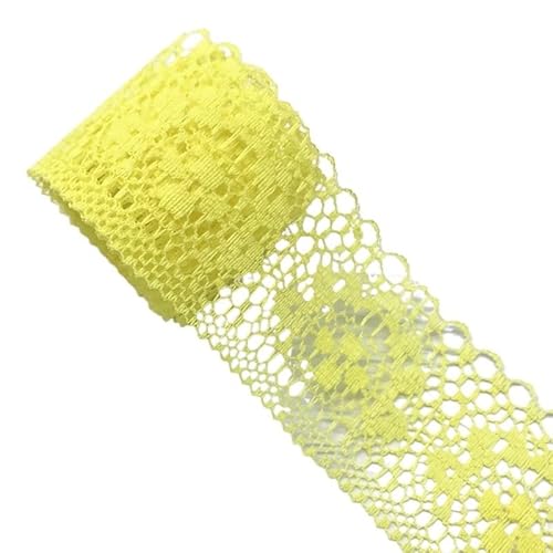 DQZRTUECA Spitzenbandbesatz, Polyester, floral besticktes Netz, 35 mm, 9,1 m, mehrfarbig, for Kunsthandwerk(Yellow) von DQZRTUECA