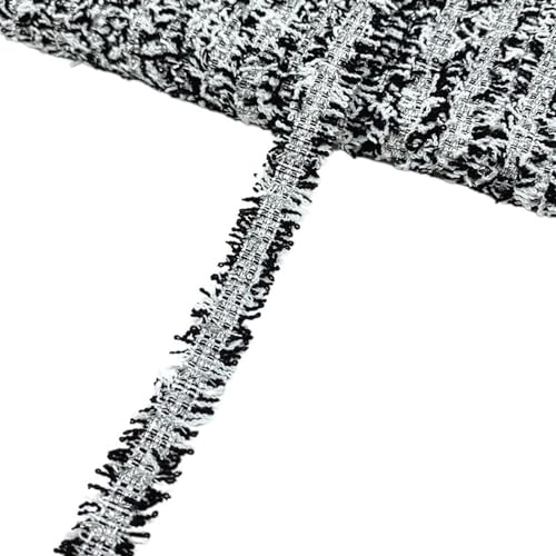 DQZRTUECA Spitzenbesatzband, 4 Stück, 2 Yards, 15 mm, mehrfarbig(Black-Silver) von DQZRTUECA