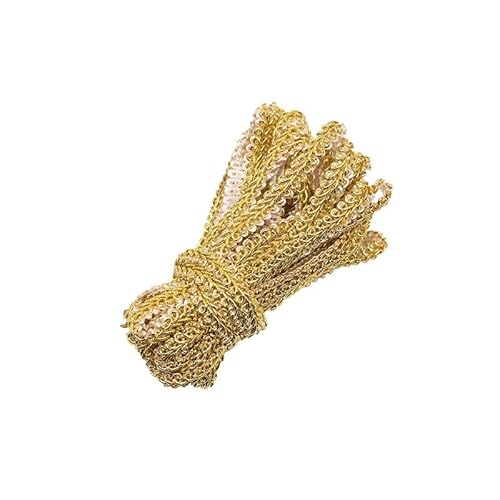 DQZRTUECA Spitzenbesatzband aus Polyester, 8 mm breit, geblümt, 10 m, 1 Stück, mehrfarbig(Light Gold) von DQZRTUECA