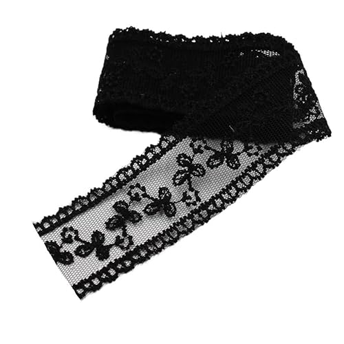 DQZRTUECA Stickerei-Spitzenbesatzrolle, mehrfarbig, 3,5–3,8 cm, 1 Yard(Black) von DQZRTUECA