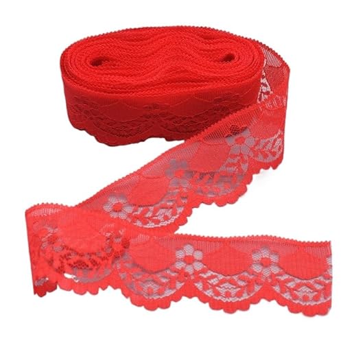 DQZRTUECA Stickspitzenband 40 mm breit 5/10 Yards Mehrfarbig(Red,5 yards) von DQZRTUECA