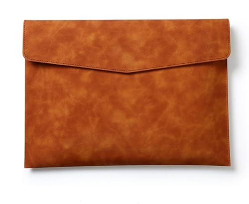 DQZRTUECA Umschlag-Dokumentenhalter aus PU-Leder mit Knopfverschluss, Braun, 33 x 24 cm von DQZRTUECA