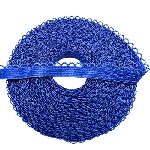 Lace Edging Trim Ribbon, 10 mm breites, umklappbares elastisches Elasthan-Spitzenband for Nähen, Basteln, mehrfarbig, 2 oder 5 Meter(Blue,5 yards) von DQZRTUECA