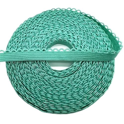Lace Edging Trim Ribbon, 10 mm breites, umklappbares elastisches Elasthan-Spitzenband for Nähen, Basteln, mehrfarbig, 2 oder 5 Meter(Cyan,5 yards) von DQZRTUECA