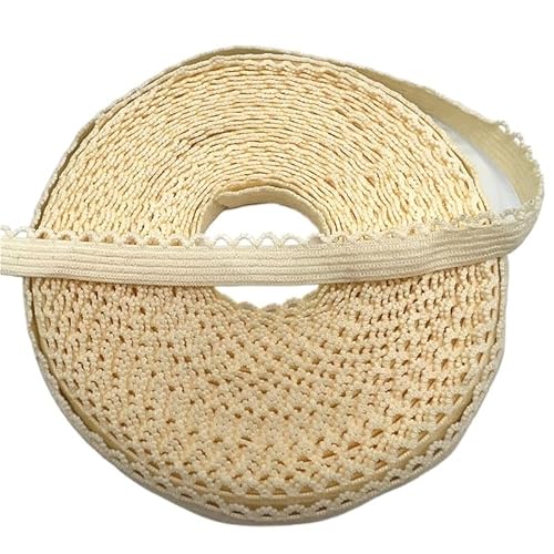 Lace Edging Trim Ribbon, 10 mm breites, umklappbares elastisches Elasthan-Spitzenband for Nähen, Basteln, mehrfarbig, 2 oder 5 Meter(Ivory,5 yards) von DQZRTUECA