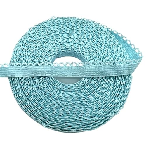 Lace Edging Trim Ribbon, 10 mm breites, umklappbares elastisches Elasthan-Spitzenband for Nähen, Basteln, mehrfarbig, 2 oder 5 Meter(Light Blue,5 yards) von DQZRTUECA