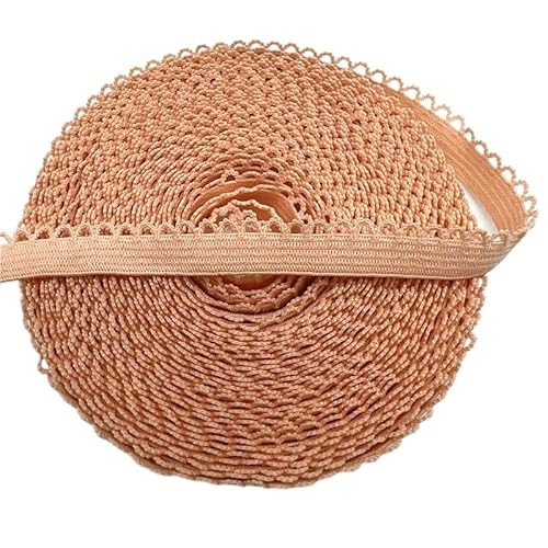 Lace Edging Trim Ribbon, 10 mm breites, umklappbares elastisches Elasthan-Spitzenband for Nähen, Basteln, mehrfarbig, 2 oder 5 Meter(Light Pink,5 yards) von DQZRTUECA