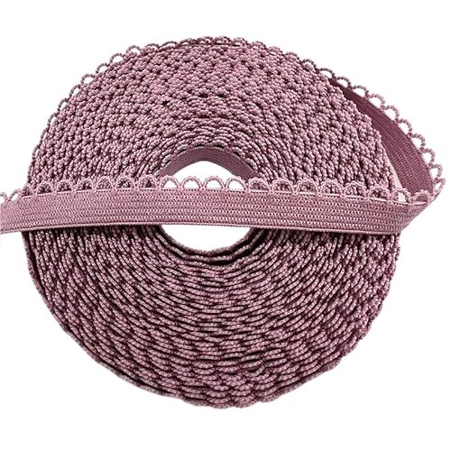 Lace Edging Trim Ribbon, 10 mm breites, umklappbares elastisches Elasthan-Spitzenband for Nähen, Basteln, mehrfarbig, 2 oder 5 Meter(Mauve,5 yards) von DQZRTUECA