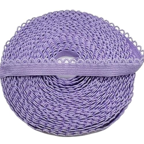 Lace Edging Trim Ribbon, 10 mm breites, umklappbares elastisches Elasthan-Spitzenband for Nähen, Basteln, mehrfarbig, 2 oder 5 Meter(Purple,5 yards) von DQZRTUECA