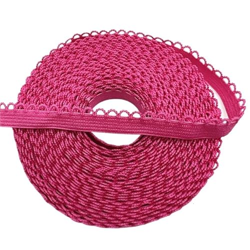 Lace Edging Trim Ribbon, 10 mm breites, umklappbares elastisches Elasthan-Spitzenband for Nähen, Basteln, mehrfarbig, 2 oder 5 Meter(Rose,2 yards) von DQZRTUECA