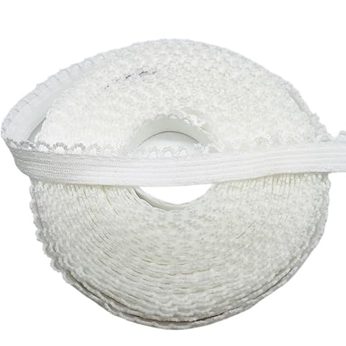 Lace Edging Trim Ribbon, 10 mm breites, umklappbares elastisches Elasthan-Spitzenband for Nähen, Basteln, mehrfarbig, 2 oder 5 Meter(White,2 yards) von DQZRTUECA