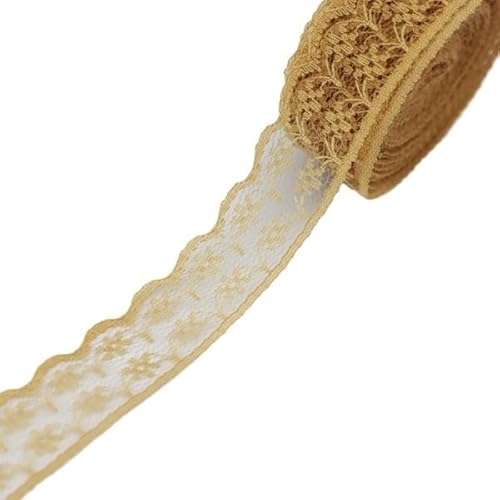 Lace Edging Trim Ribbon, 2,25 cm Baumwollspitze FabWebbing Band 10 Yards Multicolor(Champagne) von DQZRTUECA