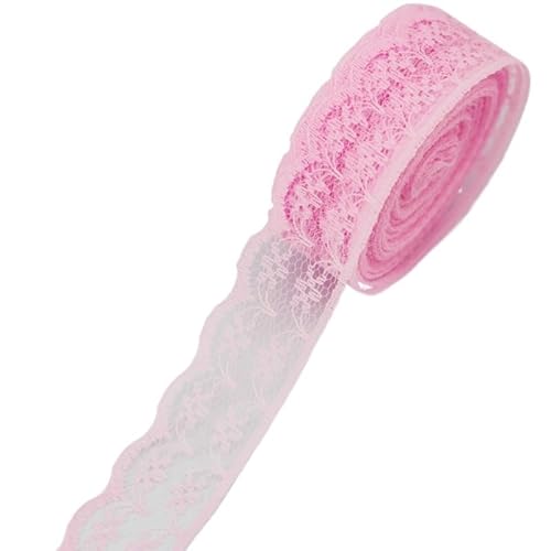 Lace Edging Trim Ribbon, 2,25 cm Baumwollspitze FabWebbing Band 10 Yards Multicolor(Pink) von DQZRTUECA