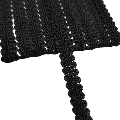 Lace Edging Trim Ribbon, 2 Yards Geflochtene Kurve Spitze Trim Band for DIY Handwerk Nähen Hochzeit Dekoration Multicolor(Black) von DQZRTUECA