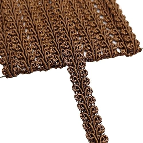 Lace Edging Trim Ribbon, 2 Yards Geflochtene Kurve Spitze Trim Band for DIY Handwerk Nähen Hochzeit Dekoration Multicolor(Coffee) von DQZRTUECA